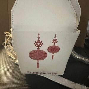 Elegant White and Red Lantern Crossbody Bag